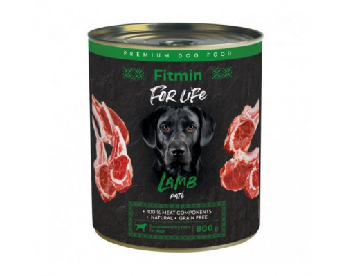 Fitmin dog For Life tin lamb / комплексний консервований корм для дорослих собак, баранина, 800г