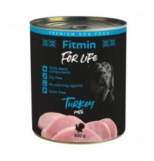 Fitmin dog For Life tin turkey / комплексний консервований корм для дорослих собак, індичка , 800г