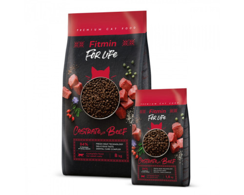 Fitmin cat For Life Castrate Beef 1,8 kg / комплексний корм для кастрованих котів з яловичиною 1,8 кг