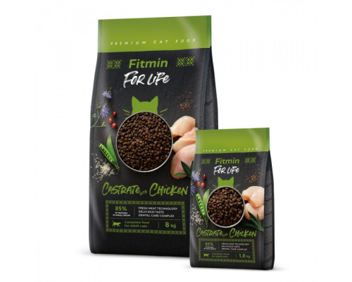 Fitmin cat For Life Castrate Chiken 1,8 kg / комплексний корм для кастрованих котів з куркою 1,8 кг