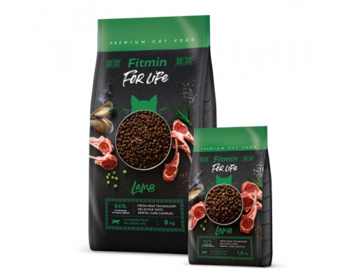 Fitmin cat For Life Adult Lamb 8 kg / комплексний корм для дорослих котів з ягням 8 кг