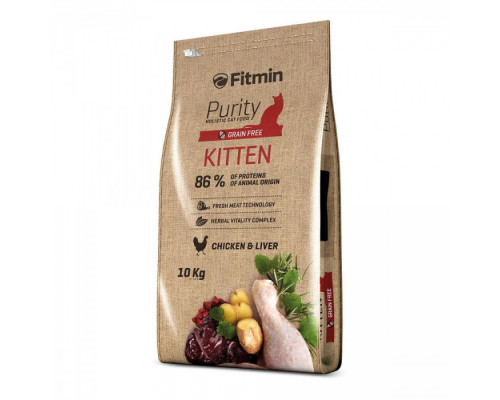 Fitmin cat Purity Kitten/ комплексний корм для кошенят віком до 12-ти місяців, вагітних і лактуючих кішок (курка та печінка), 1,5 кг