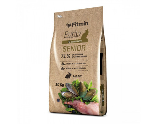 Fitmin cat Purity Senior/ комплексний корм для літніх котів (старших 8 років) з добавками для підтримки здоров'я (кролик), 10 кг
