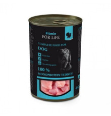 Fitmin dog For Life tin turkey / комплексний консервований корм для дорослих собак, індичка , 400г