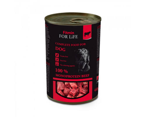Fitmin dog For Life tin beef 400 г/повнораціонний консервований корм для собак яловичина