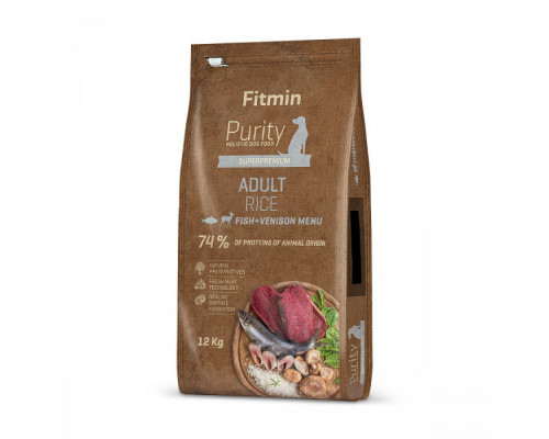 Fitmin dog Purity Rice Adult Fish&Venison / комплексний корм з рисом для дорослих собак усіх порід (риба, дичина), 12кг