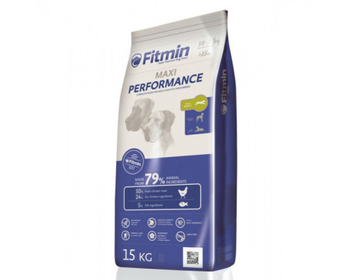 Fitmin dog maxi performance 12 kg / повноцінний висококалорійний корм для дорослих собак великих порід, 12 кг