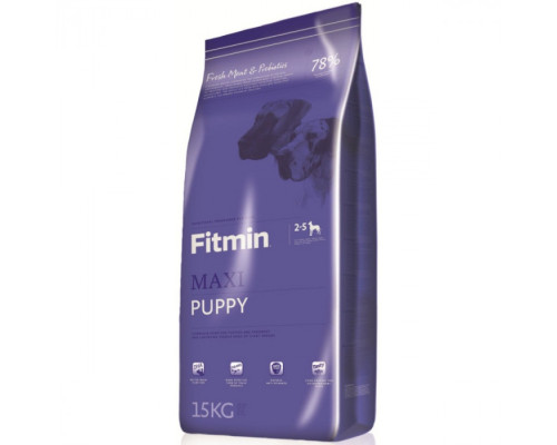 Fitmin dog maxi puppy 15 kg / повноцінний корм для цуценят від 2-х до 5-ти місяців, вагітних і лактуючих сук великих порід, 15 кг