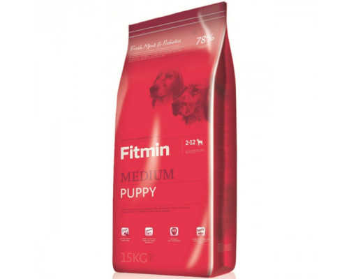 Fitmin dog medium puppy 12 kg / повноцінний корм для цуценят від 2-х до 12-ти місяців, вагітних і лактуючих сук середніх порід, 12 кг
