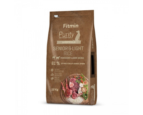 Fitmin dog Purity Rice Senior&Light Venison&Lamb / комплексний корм з рисом для собак з надлишком ваги та собак старшого віку (баранина, дичина), 12кг