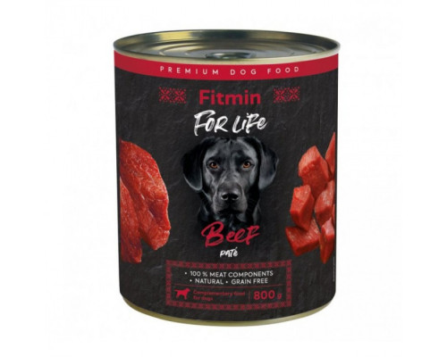 Fitmin dog For Life tin beef 800 г/повнораціонний консервований корм для собак яловичина