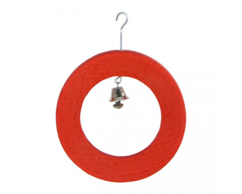 Кільце для папуг з дзвоником, дерево (10 см)