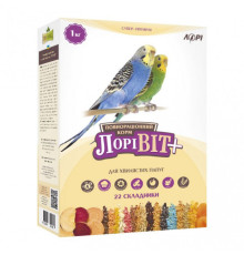 "ЛоріВіт+" вітамінізованний корм для хвилястих папуг, 1000г
